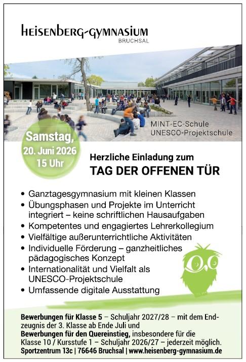 Heisenberg-Gymnasium Bruchsal Tag der offenen T&uuml;r